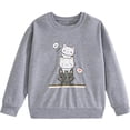 thumbnail image 2 of Girls Print Crewneck Sweatshirt Long Sleeve Fleece Casual Pullover Top For Kids, 2 of 3