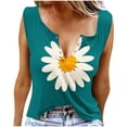 thumbnail image 1 of Camisetas para Mujeres Flores Plantas Impresión Suelta Cuello Redondo Top sin Mangas, Camisetas de Verano para Mujeres, 1 of 5