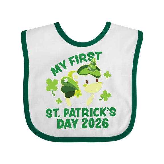 Inktastic My First St. Patrick's Day 2026 with Unicorn Boys or Girls Baby Bib