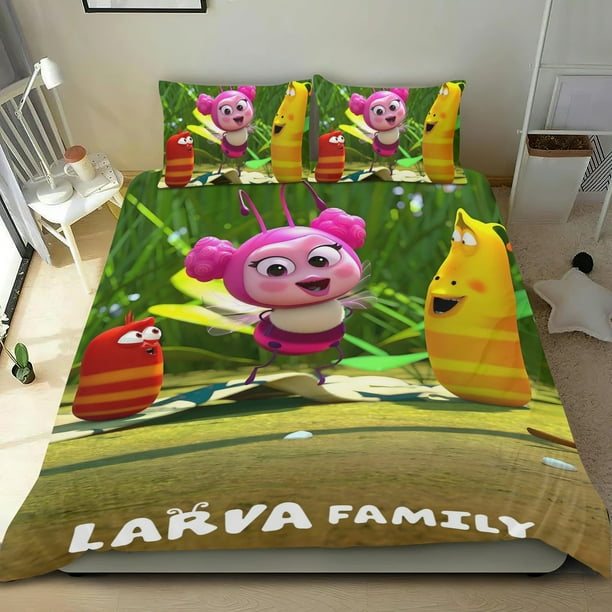 Familia Larva Conjunto de sábanas temático, trío de piezas, cómodo y amigable con la piel, diseño único, regalo de decoración para el hogar para familiares, amigos y fans,173cm *218cm