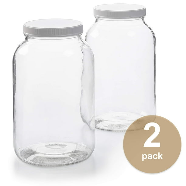Uberchef Wide Mouth Mason Jars with Lids, Food Storage Gallon Glass Jars for Kombucha, Tea, Canning & More, 2 Pack
