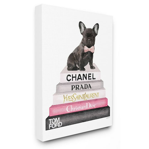 The Stupell Home Decor Collection Book Stack Fashion French Bulldog Wall Art