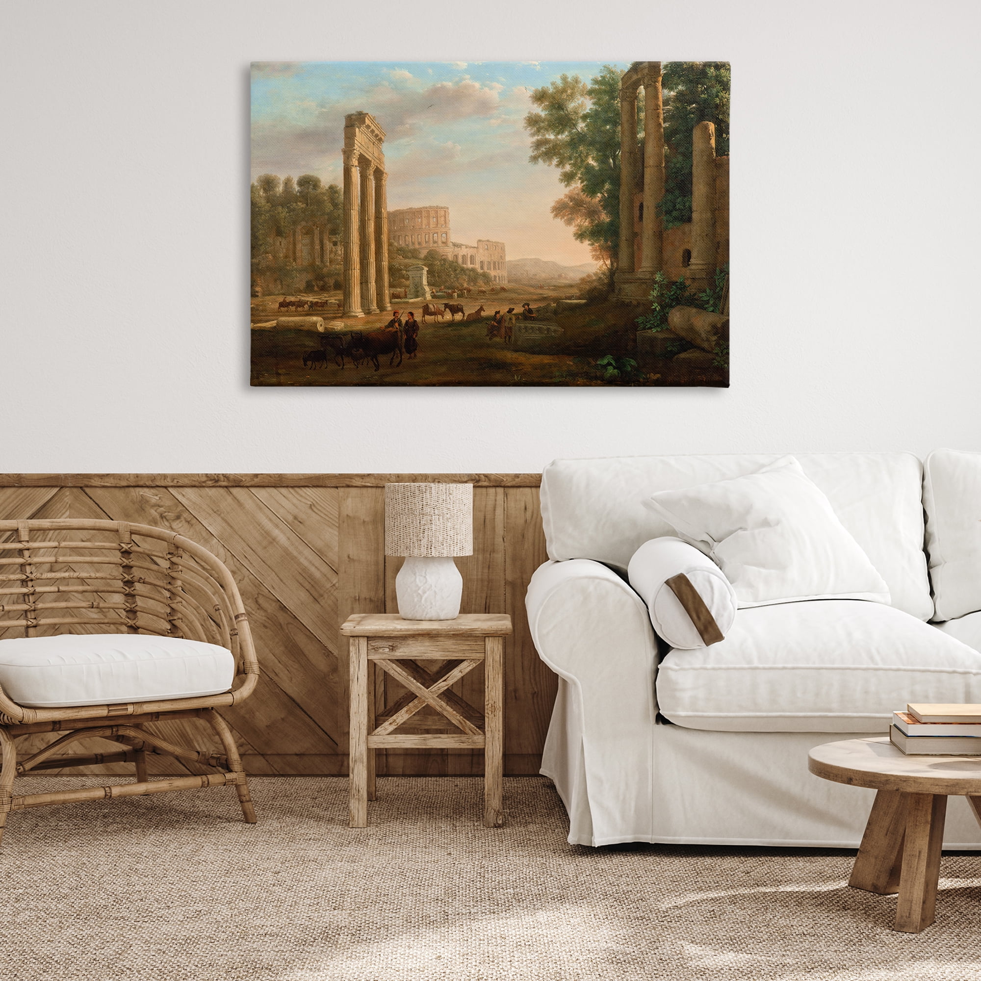 Stupell Industries Classic Claud Ruins of Roman Forum Buildings & Architecture Painting Wrapped Canvas Art Print Wall Art, 45 x 30