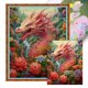 thumbnail image 1 of Hilo de bordar de algodón ecológico completo, punto de cruz de dragón de flores con estampado de 11CT, 50x60cm, 1 of 9