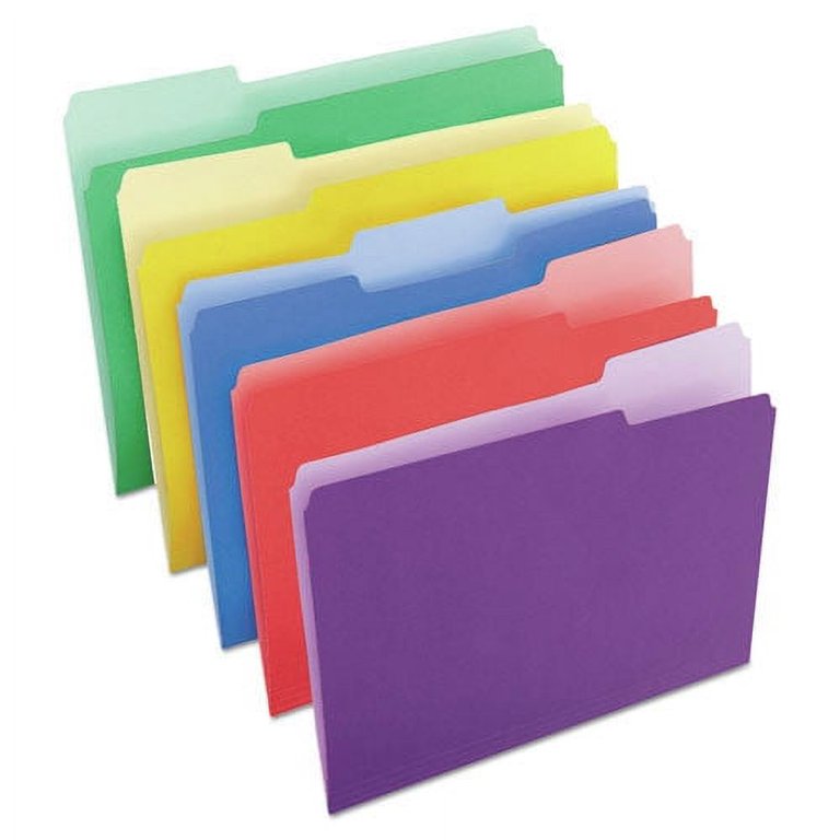 Universal UNV10506EE Deluxe Colored 1/3-Cut Top Tab Letter Size File  Folders - Assorted (100/Box)