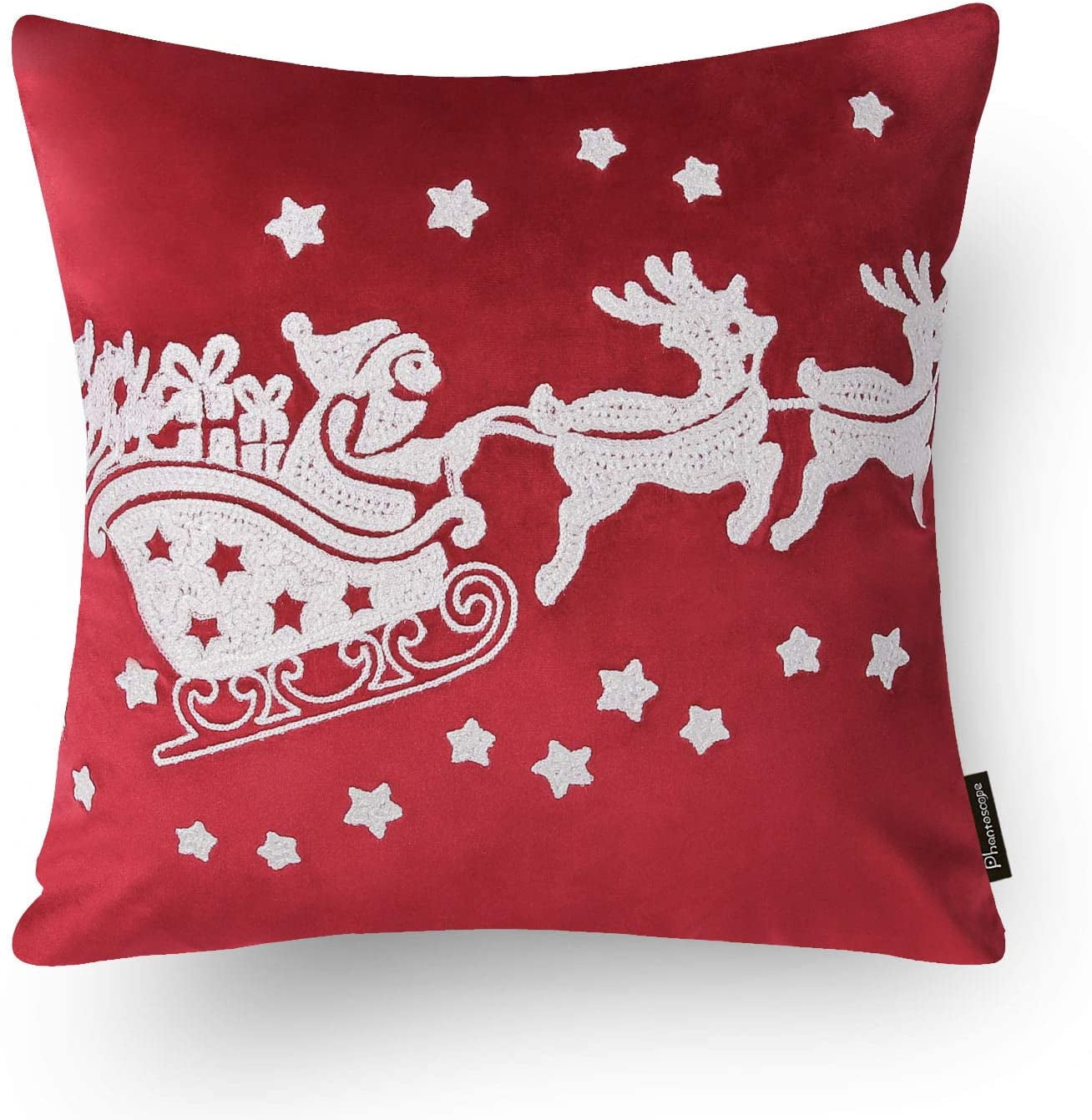Phantoscope 18" x 18" Modern, Classic Christmas Day Embroidery Christmas Polyester Throw Pillow , ( 4 Count)