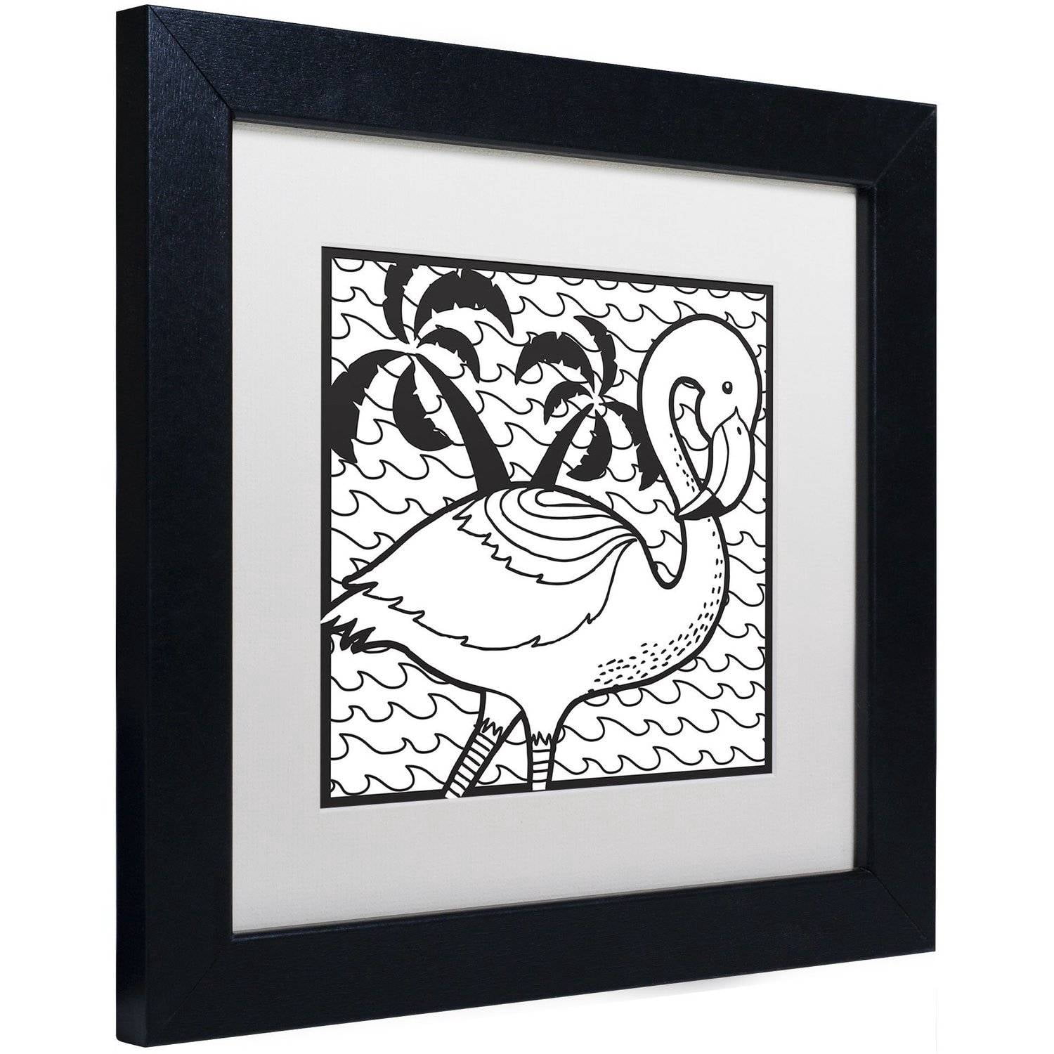 Trademark Fine Art "Flamingo" Canvas Art by Hello Angel, White Matte, Black Frame