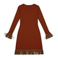 thumbnail image 6 of Hvyesh Womens Turtleneck Tassel Dress Casual Fringe Bodycon Knit Dress Trendy Crew Neck Long Sleeve Sweater Dress, 6 of 7