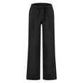 thumbnail image 5 of Men's Cotton Linen Pants Solid Color Casual Trousers, Lightweight Loose Beach Summer Pants for Vacation and Lounging,Black,2XL, 5 of 7