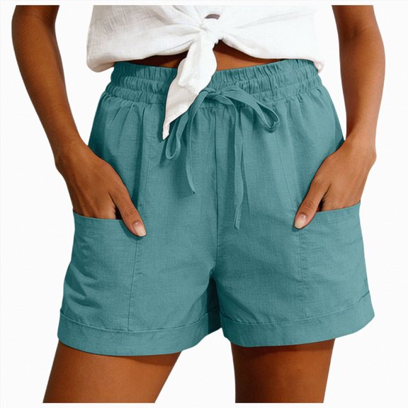 vigerkar Summer Shorts Casual High Waist Drawstring Shorts with Pockets, Lightweight Baggy Beach Vacation Shorts, Resort Lounge Bottoms, Going Out Comfy Trendy (Mint Green, XL)