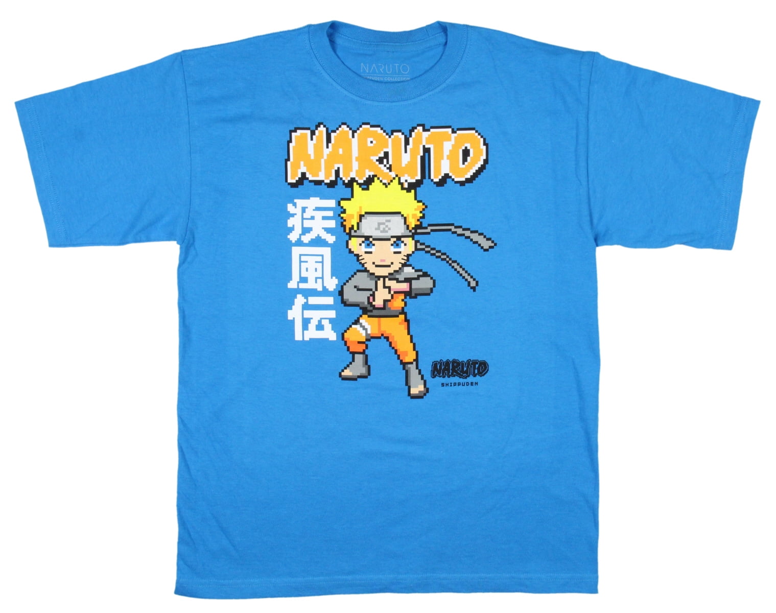 Naruto Shippuden Boy's Uzumaki Pixel Character Design Anime T-Shirt, XS 4/5  