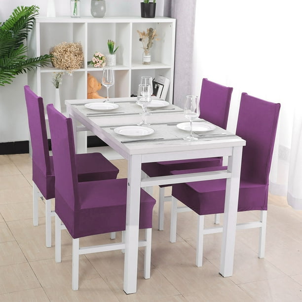 Unique Bargains Stretch Spandex Dining Chair Covers Set of 4, Solid