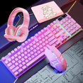 thumbnail image 2 of Gaming Keyboard Mouse de auricures y alfombril de ratón RGB Gaming 104 retroiluminadas, de para juegos de auricures, Rosado shamjiam Combo de teclado para juegos, 2 of 8