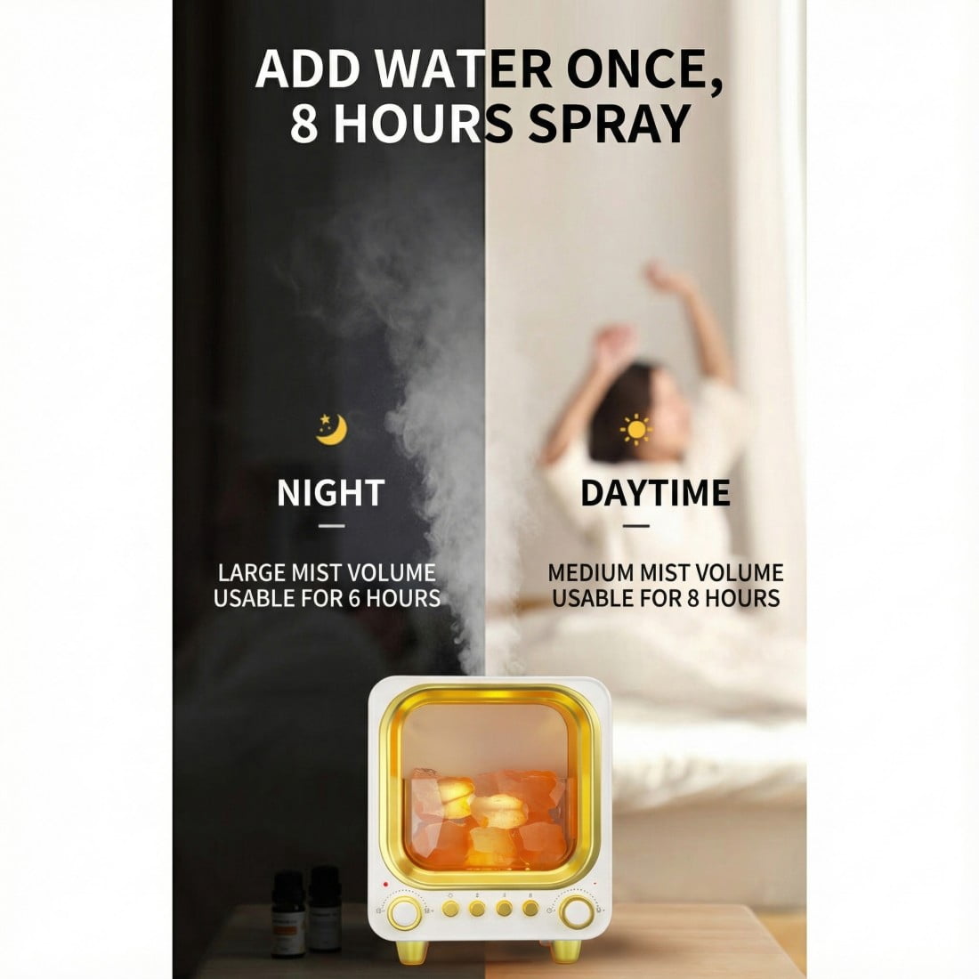 Aromatherapy Diffuser Humidifier with Bluetooth Speaker, Retro TV Style Essential Oil Diffuser with Ultrasonic Mist, Flame Effect Night Light, Quiet Desktop Diffuser for Bedroom, Office