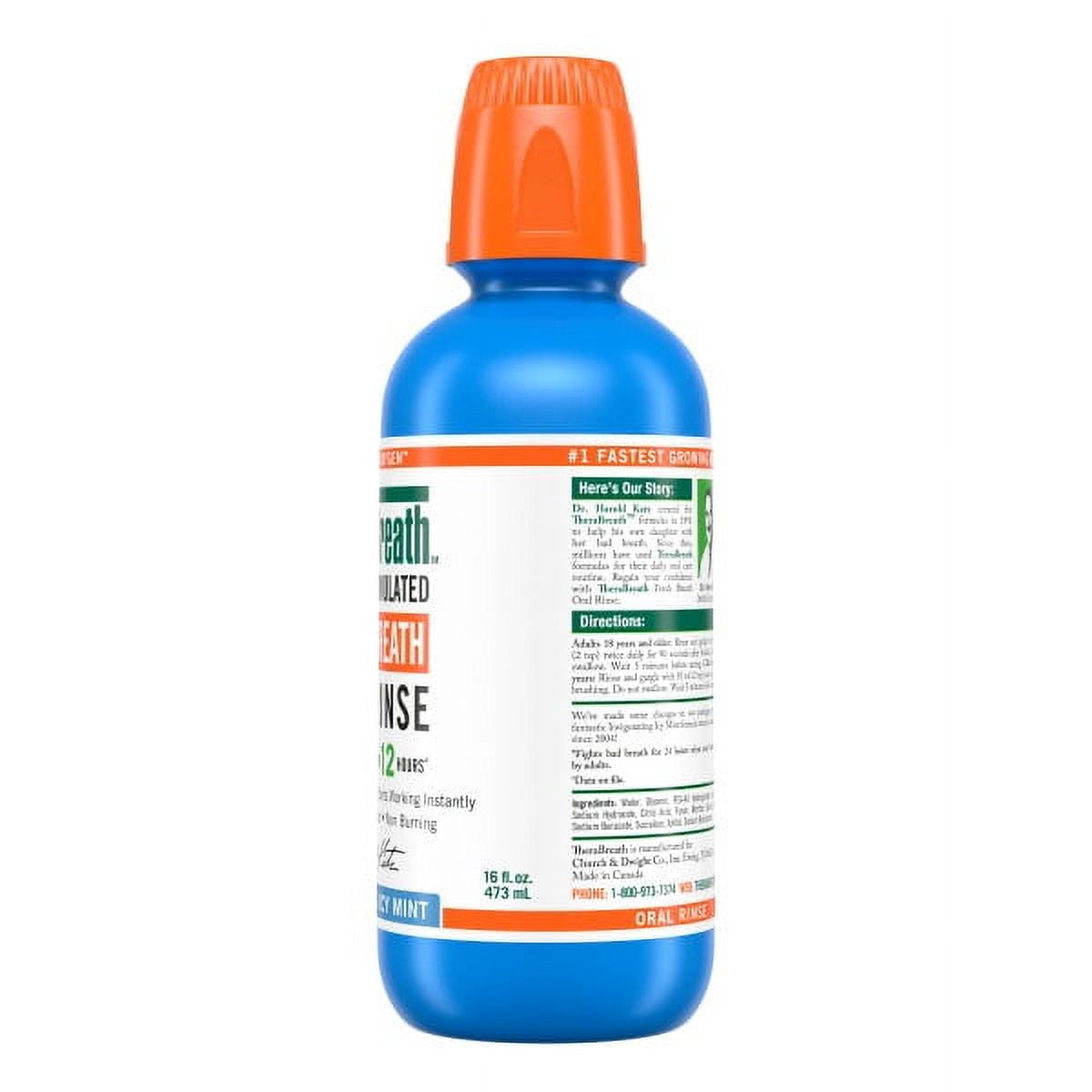 TheraBreath Fresh Breath Mouthwash, Alcohol-Free Oral Rinse, Icy Mint, 16 fl oz - 5 Pack