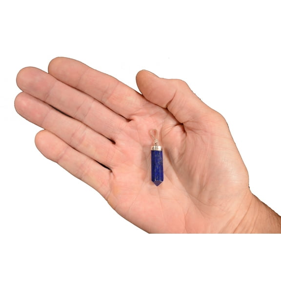 Kidz Rocks Lapis Lazuli Pendant 1 1/2" Sterling Silver Polished Purple Rock Healing Gemstone