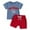 outfits-Blue, variant on TOWED22 Toddler Baby Boy Summer Clothes Tractor Letter Print Top T-shirt & Pocket Pant 2 Piece Outfit(Red,2-3 Y)