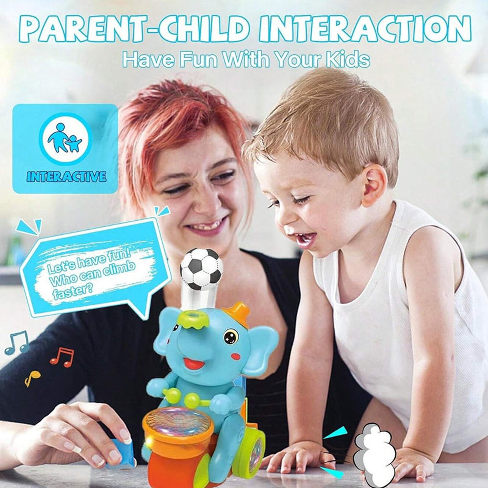 Éléphant Musical Jouet Bebe 1 an, Jouets Rampants pour Bébés, Éducatif