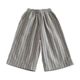 thumbnail image 2 of YMNXA Toddlers Kids Boys Casual Pants Elastic Waist Wide Leg Striped Print Comfortable Breathable Linen Trousers For Daily Wear,Grey,6-7 Years, 2 of 4