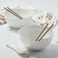 thumbnail image 4 of Infuse 8 Piece Ceramic Ramen Bowl Set with Chopsticks and Spoons, White, 4 of 6