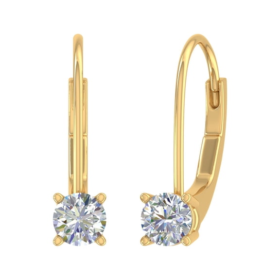 0.40 Carat Diamond Leverback Drop Earrings in 14K Yellow Gold - IGI Certified