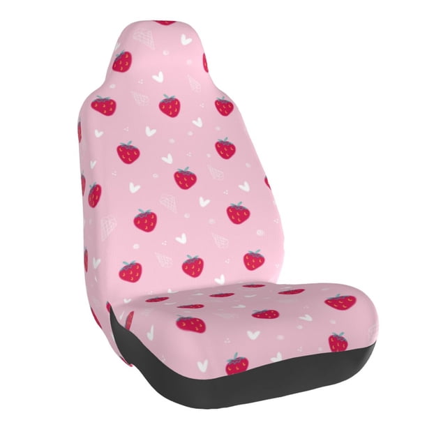 Balery Strawberry And Heart Funda de Asiento para Auto con Diseño - Cubierta Frontal Suave y Transpirable con Protector Antideslizante- 1 Unidad