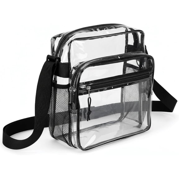 Clear Bag Stadium Approved for Women 10x6x12 Transparent PVC Crossbody Clear Purse with Adjustable Strap Clear Bag for Concerts & Work