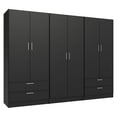 thumbnail image 3 of MADESA 6 Doors 4 Drawers Wardrobe Set Armoire Closet Bedroom Storage Cabinet with Shelves and Hanging Space 94"L Wooden Clothing Organizer Unit - Black, 3 of 13