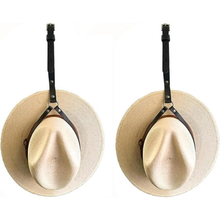 

HYKE Hat Holder for Your Vehicle 2PCS Leather Mounts for truck Hat Rack for Pickup Truck Keep Your Hat Securely Black