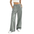 thumbnail image 3 of Women's Elastic Waist Pocket Sports Pants, 100% Polyester Soft Fabric, Multi-Pockets Casual Joggers, Workout Athletic Gym Running Hiking Travel, Womens Pants Straight | VerBelle,Gray XL, 3 of 9