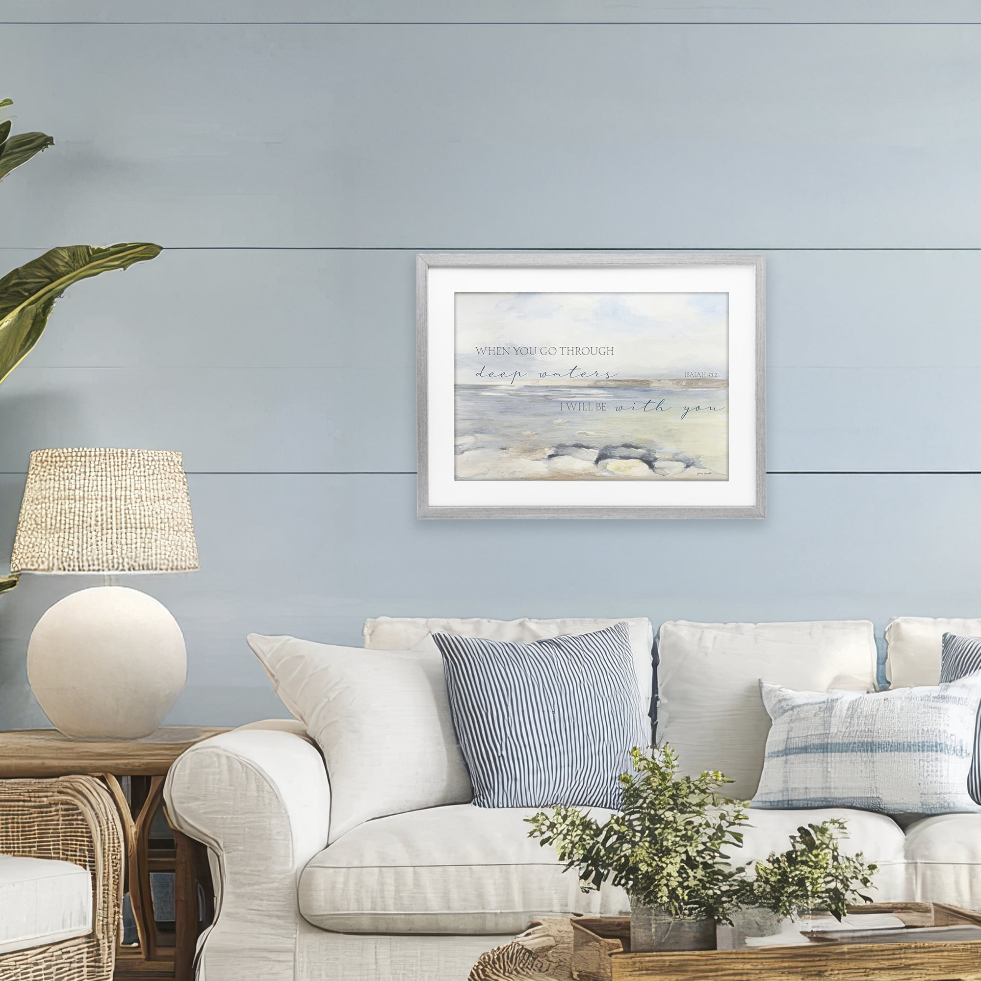 Stupell Industries Deep Waters Isaiah 43:2 Gray Framed Print Under Glass, design by Lanie Loreth