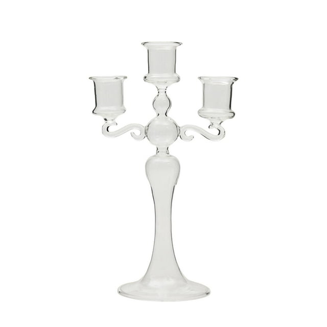 Taper Candle Holder Candelabrum Decors Glass Candlestick Dinner Candle Stand for Clear