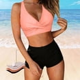 thumbnail image 2 of HVOBTTY Summer Women's 2 Piece Bikini Swimsuit Set Period Use Solid Color V Neck Back Built In Pad Wireless Beach Suits, 2 of 5