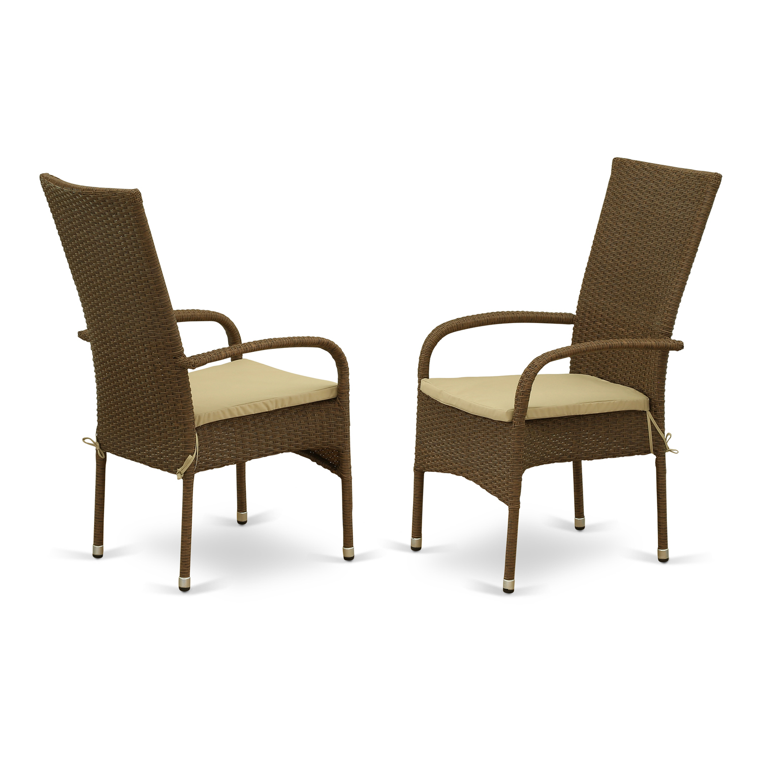 Set of 2 Chairs OSLC102A OSLO PATIO CHAIR WITH CUSHION, BROWN WICKER, AND BEIGE CUSHION - image 2 of 3