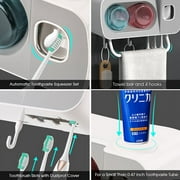 E·Durable Automatic Toothpaste Dispenser Wall Mounted Toothbrush Holder 3 Count