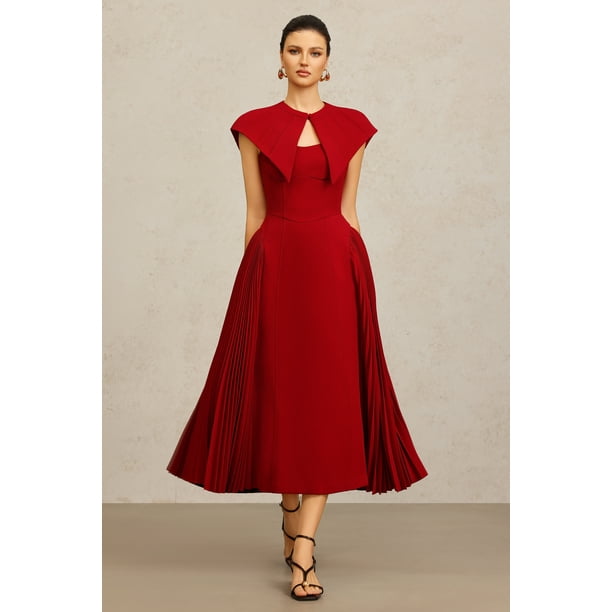 Vestido Bellabarnetten Verna Halter Folds Maxi para mujer