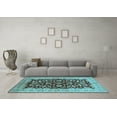 thumbnail image 3 of Ahgly Company Indoor Round Oriental Light Blue Industrial Area Rugs, 4' Round, 3 of 4