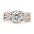 thumbnail image 2 of 2 Carat Center 7MM Round Cut Lab Created Moissanite Diamond Halo Split Shank Engagement Ring For Women In 14K Rose Gold Over Sterling Silver (G-H Color, VVS1 Clarity, 2 Cttw)-4, 2 of 8