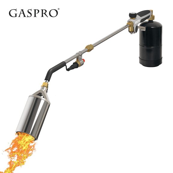 GASPRO Propane Torch Weed Burner, High Output 600,000 BTU Flamethrower with Long & Short Mode, Piezo Igniter & Self Igniter, Heavy Duty Weed Torch for Garden Weeding, Ice Snow Melting, Roofing, BBQ