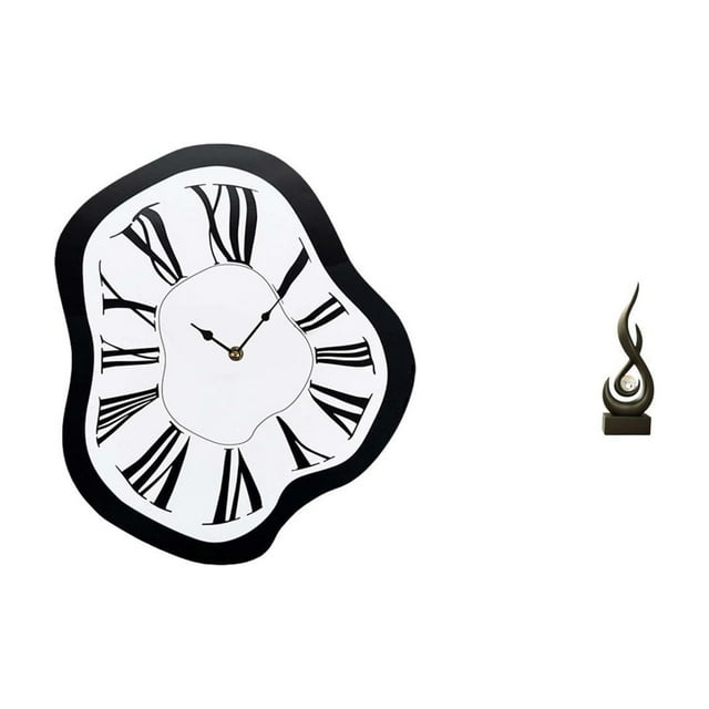 Reloj de pared con escultura de acrílico fundido, figura de llama creativa única, arte moderno, resina distorsionada, recuerdo para sala de estar, esc