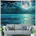 thumbnail image 4 of PRATYUS  Ocean Tapestry Wall Hanging Blue Sea Night Sky Natural Scenery Tapestry Moon Over the Ocean Hippie Art Tapestries for Living Room Bedroom Teen Dorm Party Indie Decor Painting, 4 of 6