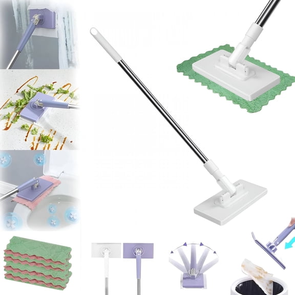 ACDANC 2026 Upgraded Zero Touch Snap Grip Mini Mop,Cloth Changing Mini Mop with Automatic Hands Free Push Pull Handle,360 Rotating Head Zero Touch Mini Mop