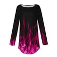 thumbnail image 4 of QATAINLAV Long Sleeve Blouses for Women 2024 Fall Fashion Flame Printed Pullover Loose Fit Crewneck Plus Size Tunic Tops T Shirts Hot Pink XXL, 4 of 6