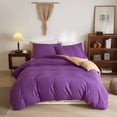 thumbnail image 1 of PinkMemory Purple Duvet Cover Queen,Reversible Purple and Camel Bedding Set with Pillowcases Soft Durable Zipper, 1 of 7