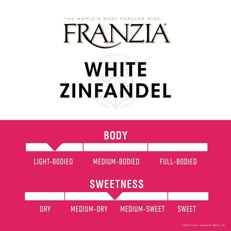 Franzia White Zinfandel Zinfandel Rose Wine 3L Bag in Box 11% ABV