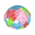 thumbnail image 1 of YFYANG Double Imperméable Femmes Shower Cap, Lignes d'Amour Colorées Cheveux Réutilisables Cap pour Tous les Styles de Cheveux et les Tailles de Tête, 1 of 6