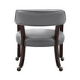thumbnail image 4 of Bowery Hill Traditional Gray Faux Leather Arm Chair with Casters, 4 of 7