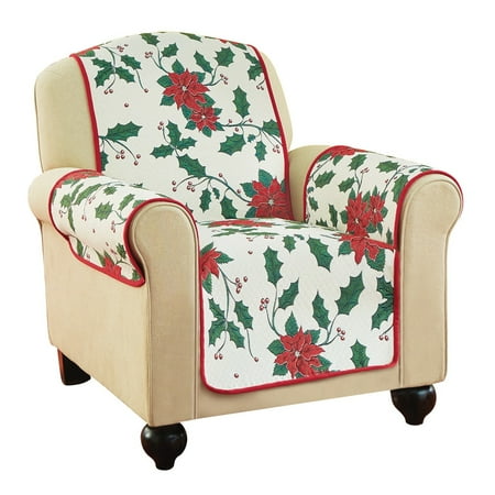 Holiday Poinsettia Tapestry Furniture Protector Cover Chair Multi