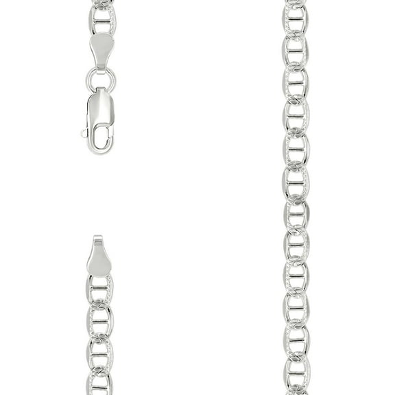 925 Sterling Silver Solid Classic Mariner Chain Silver 4mm Necklace 16 Inch Chain Necklace for Women and Men