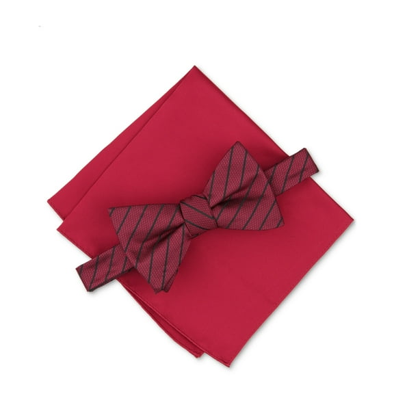 Alfani Mens Regular fit Bow Tie Necktie Pocket Square Set One Size Burgundy Red